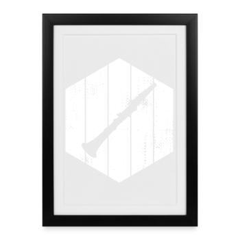Clarinette - Affiche encadrée (27 × 37 cm) - noir - Devant