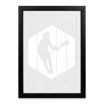 Lacrosse Player Drawing - Framed poster (27 × 37 cm) - black - Front