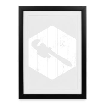 Pipe Wrench Sketch - Framed poster (27 × 37 cm) - black - Front
