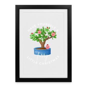 Passez un peu de Noël poilu - Affiche encadrée (27 × 37 cm) - noir - Devant