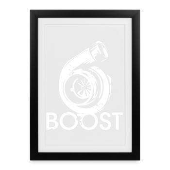 boost engine icon turbo illustration racing tuner - Framed poster (27 × 37 cm) - black - Front