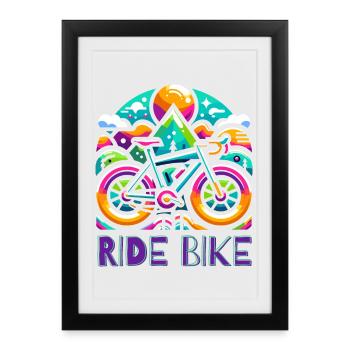 Cyclisme - Ride Bike design - Affiche encadrée (27 × 37 cm) - noir - Devant