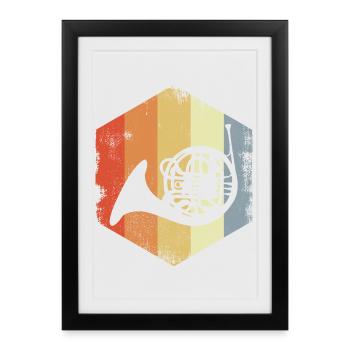 Horn Retro Look - Framed poster (27 × 37 cm) - black - Front