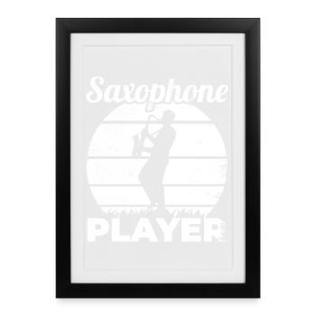 Drôle de saxophoniste - Affiche encadrée (27 × 37 cm) - noir - Devant