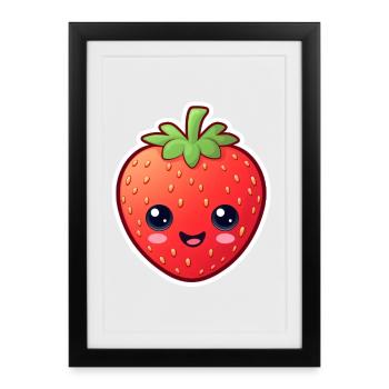 Anime Fraise - Affiche encadrée (27 × 37 cm) - noir - Devant