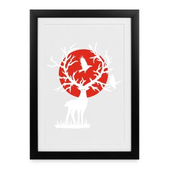 The White Deer and the Red Sun - Framed poster (27 × 37 cm) - black - Front