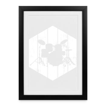 Dessin de la batterie - Affiche encadrée (27 × 37 cm) - noir - Devant