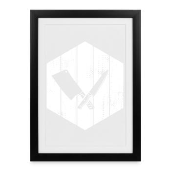 Knife Cleaver Drawing - Framed poster (27 × 37 cm) - black - Front
