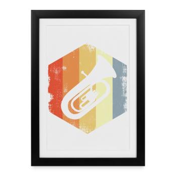 Croquis de Tuba Vintage - Affiche encadrée (27 × 37 cm) - noir - Devant