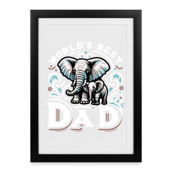 Papa Fête des Pères Amour Père Fils Fille Parents - Affiche encadrée (27 × 37 cm) - noir - Devant