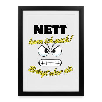 Dicton motivant avec des yeux de dessin animé - Affiche encadrée (27 × 37 cm) - noir - Devant