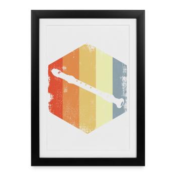 Croquis de flûte vintage - Affiche encadrée (27 × 37 cm) - noir - Devant