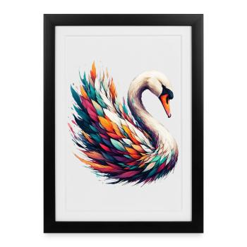 Swan - Framed poster (27 × 37 cm) - black - Front
