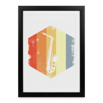 Vintage Saxophone Sketch - Framed poster (27 × 37 cm) - black - Front