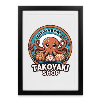 Delicious Takoyaki Shop - Framed poster (27 × 37 cm) - black - Front