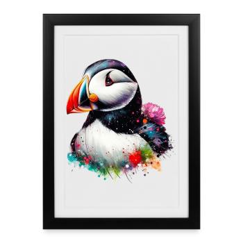 Puffin - Framed poster (27 × 37 cm) - black - Front