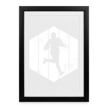 Dessin de rugby - Affiche encadrée (27 × 37 cm) - noir - Devant
