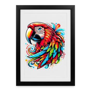 Perroquet - Affiche encadrée (27 × 37 cm) - noir - Devant