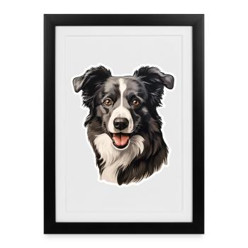 Border Collie - Affiche encadrée (27 × 37 cm) - noir - Devant