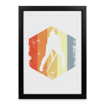 Retro Field Hockey Player - Framed poster (27 × 37 cm) - black - Front