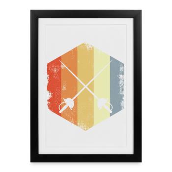 Épées d’escrime vintage - Affiche encadrée (27 × 37 cm) - noir - Devant