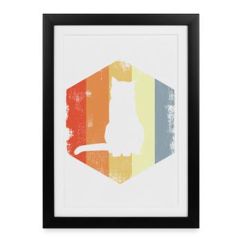 Retro Cat - Framed poster (27 × 37 cm) - black - Front