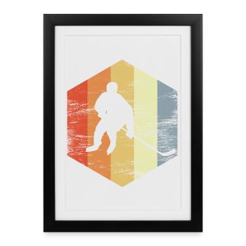 Joueurs de hockey sur glace vintage - Affiche encadrée (27 × 37 cm) - noir - Devant