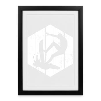 Croquis de surfeur - Affiche encadrée (27 × 37 cm) - noir - Devant