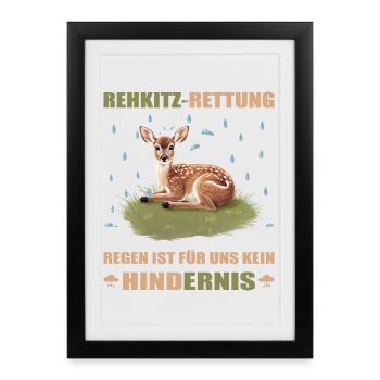 Sauvetage des faons - Affiche encadrée (27 × 37 cm) - noir - Devant