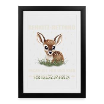 Fawn rescue - Framed poster (27 × 37 cm) - black - Front