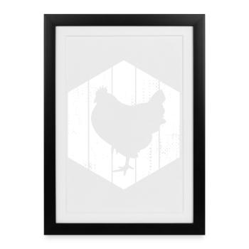 Dessin de poule - Affiche encadrée (27 × 37 cm) - noir - Devant