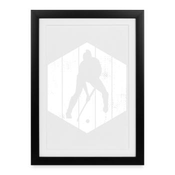 Croquis de joueur de hockey - Affiche encadrée (27 × 37 cm) - noir - Devant