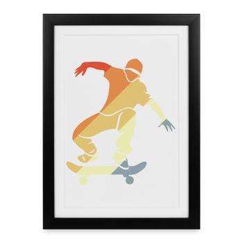 Vintage Skateboarder Graphic - Framed poster (27 × 37 cm) - black - Front