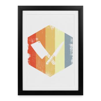 Butcher Cleaver Sketch - Framed poster (27 × 37 cm) - black - Front