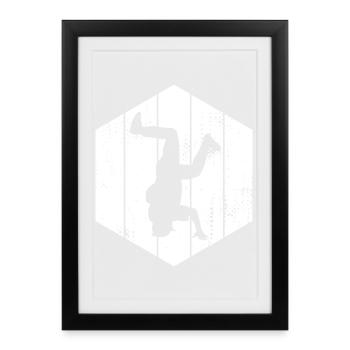 Breakdancer Zeichnung - Gerahmtes Poster (27 × 37 cm) - Schwarz - Vorne