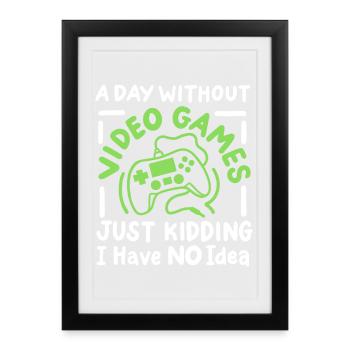 Gaming Gamer Videospiele - Gerahmtes Poster (27 × 37 cm) - Schwarz - Vorne