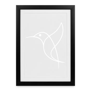 Croquis d'un oiseau blanc - Affiche encadrée (27 × 37 cm) - noir - Devant