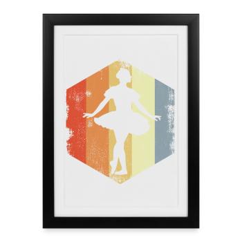 Ballet Girl Croquis Look Vintage - Affiche encadrée (27 × 37 cm) - noir - Devant