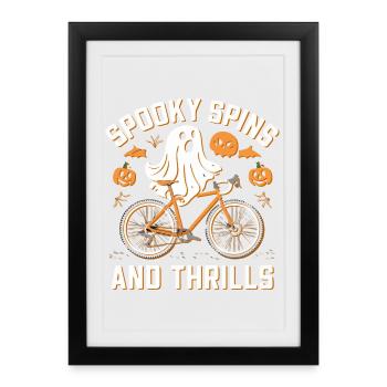 T-shirt de vélo d’Halloween Spooky Spins - Affiche encadrée (27 × 37 cm) - noir - Devant