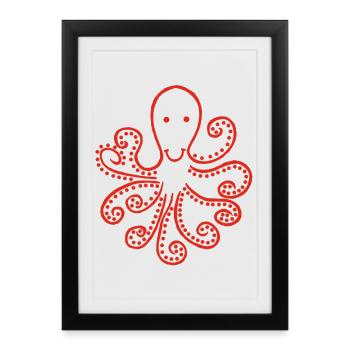 Pieuvre rouge étrange - Affiche encadrée (27 × 37 cm) - noir - Devant
