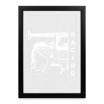Voiture de course tuner racing symbole logo - Affiche encadrée (27 × 37 cm) - noir - Devant