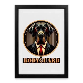 Garde du corps chien en costume - Affiche encadrée (27 × 37 cm) - noir - Devant