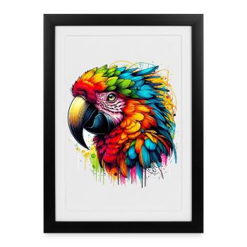 Perroquet - Affiche encadrée (27 × 37 cm) - noir - Devant