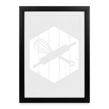 Batteur à main pour rouleaux de pâtes - Affiche encadrée (27 × 37 cm) - noir - Devant
