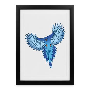 l'envol de l'oiseau bleu - Affiche encadrée (27 × 37 cm) - noir - Devant