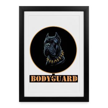 Bullmastiff Chien avec Collier à Pointes - noir - Affiche encadrée (27 × 37 cm) - noir - Devant