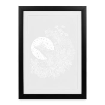 LE RENARD ET LE CIEL NOCTURNE - Affiche encadrée (27 × 37 cm) - noir - Devant