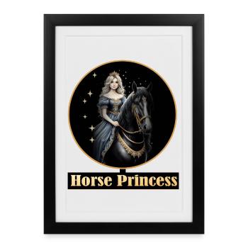 Princesse cheval avec des étoiles - Affiche encadrée (27 × 37 cm) - noir - Devant