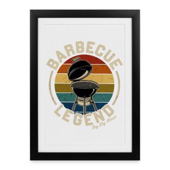 Barbecue Legend Retro - Affiche encadrée (27 × 37 cm) - noir - Devant