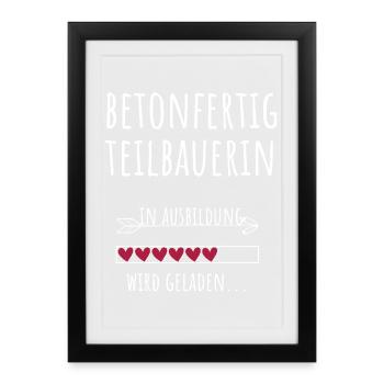 Betonfertigteilbauerin Ausbildung Beruf Geschenk - Gerahmtes Poster (27 × 37 cm) - Schwarz - Vorne